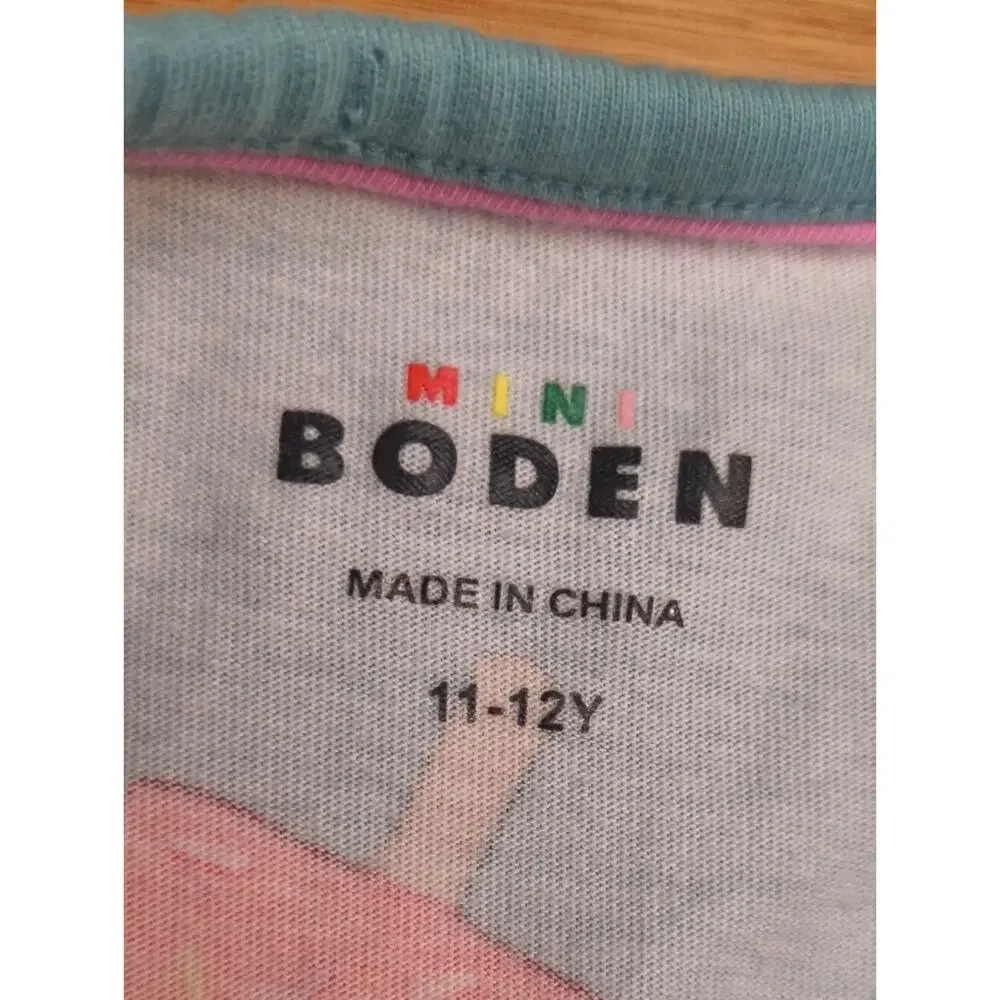 Mini Boden Flutter Sleeve Blue Ice Cream & Popsicle Print Dress Size 11/12 EUC